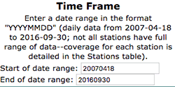 Time Frame fields