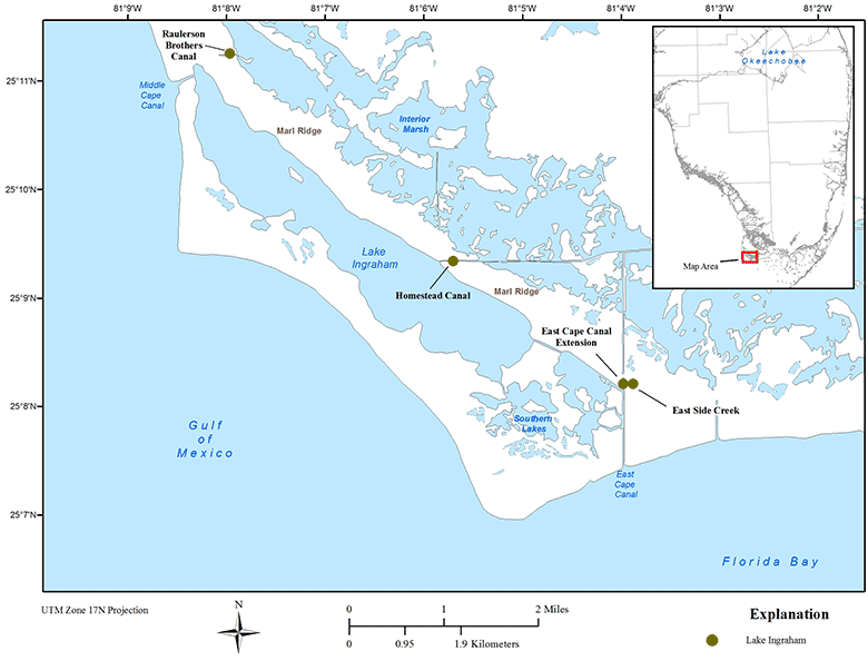 Location map showing Lake Ingraham sites